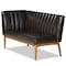 Baxton Studio Daymond Mid-Century Dark Brown Faux Leather and Walnut Brown Wood 2-PC Dining Nook Banquette Set 186-11349-Zoro - alternate 2